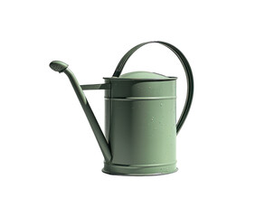 An isolated light green watering can with handle and spout