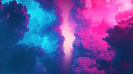 Dreamlike Clouds with Vibrant Cyan and Pink Hues Creating an Ethereal Effect
