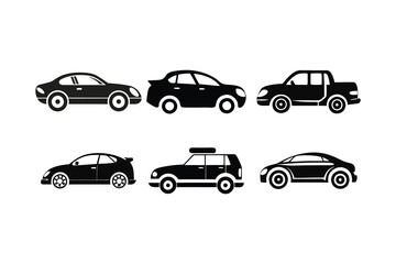 Fototapeta premium Simple Car Silhouette Collection Vector Illustration in Flat Design