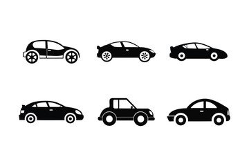 Fototapeta premium Simple Car Silhouette Collection Vector Illustration in Flat Design