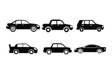 Simple Car Silhouette Collection Vector Illustration in Flat Design