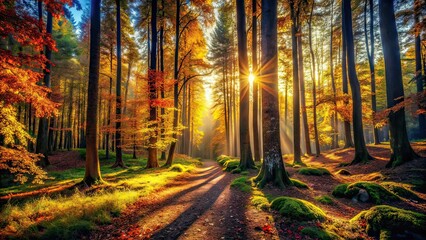 Vintage Forest Light & Shadow Photography AI Art