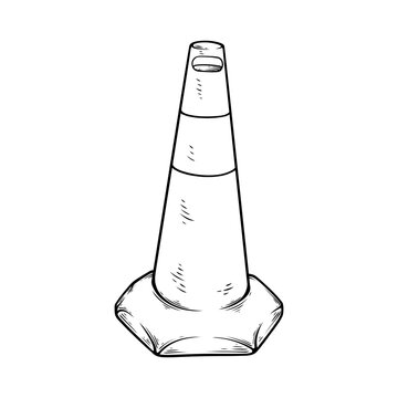 recommend clip art: line art drawing illustration of a traffic cone