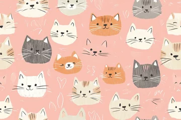 Keuken achterwand Dieren patronen seamless pattern with cats  © rushay