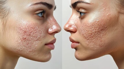 Obraz premium Close-Up of Acne Scars on Skin with Natural Lighting Highlighting Texture