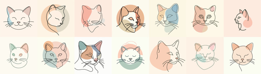 set vector head cat