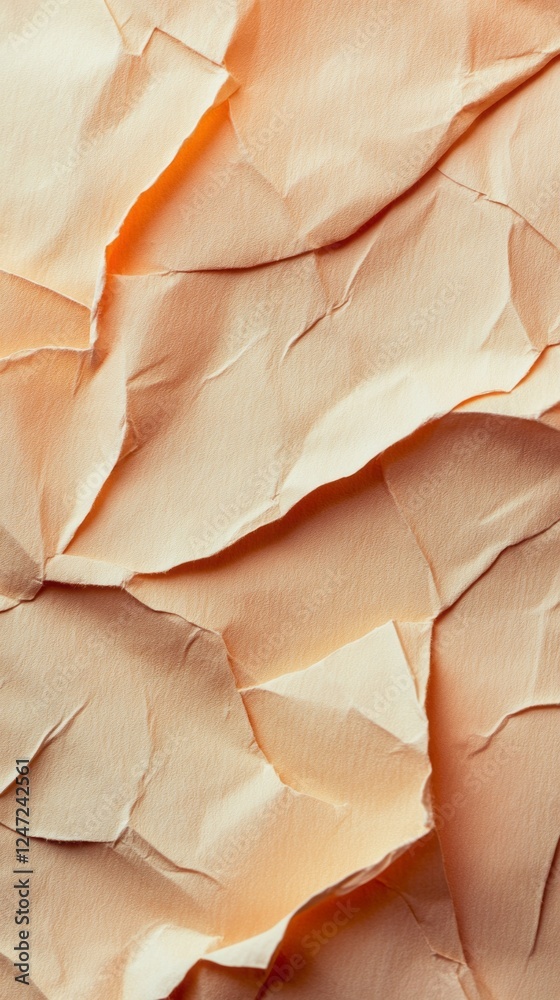 Aufkleber Layers of crinkled paper create a soothing visual experience, with soft orange and beige tones inviting creativity and thoughtful reflection. The texture adds depth and warmth to any project