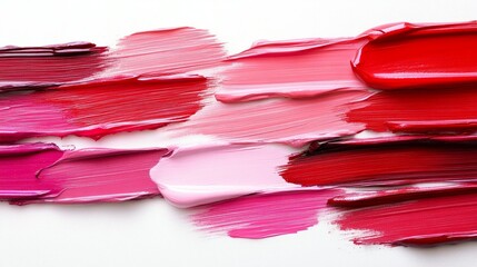 lipstick overlapping in various shades of red and pink, creating a vibrant pattern, generative ai