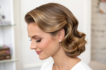 Elegant Bridal Updo Hairstyle with Smooth Brown Hair