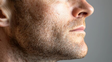 Obraz premium Close-Up of Male Face Featuring Acne Scars with Subtle Lighting and Highlighting Effects