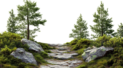 Hiking trail adventure rocky path nature landscape outdoors scenic isolated on transparent background