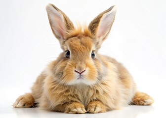 Obraz premium White Background Rabbit High Depth of Field AI Photo