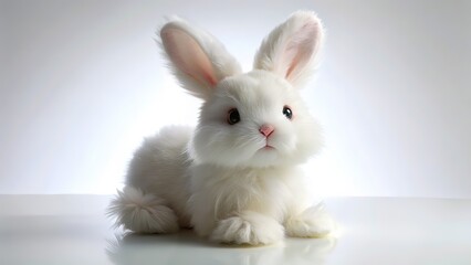 Obraz premium White Bunny Plush Toy Long Exposure PNG Background