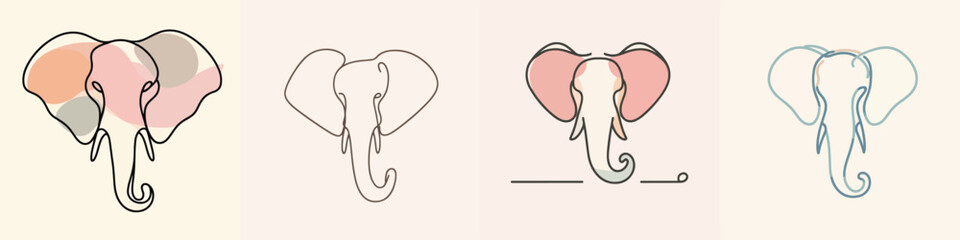 elephant head vector set