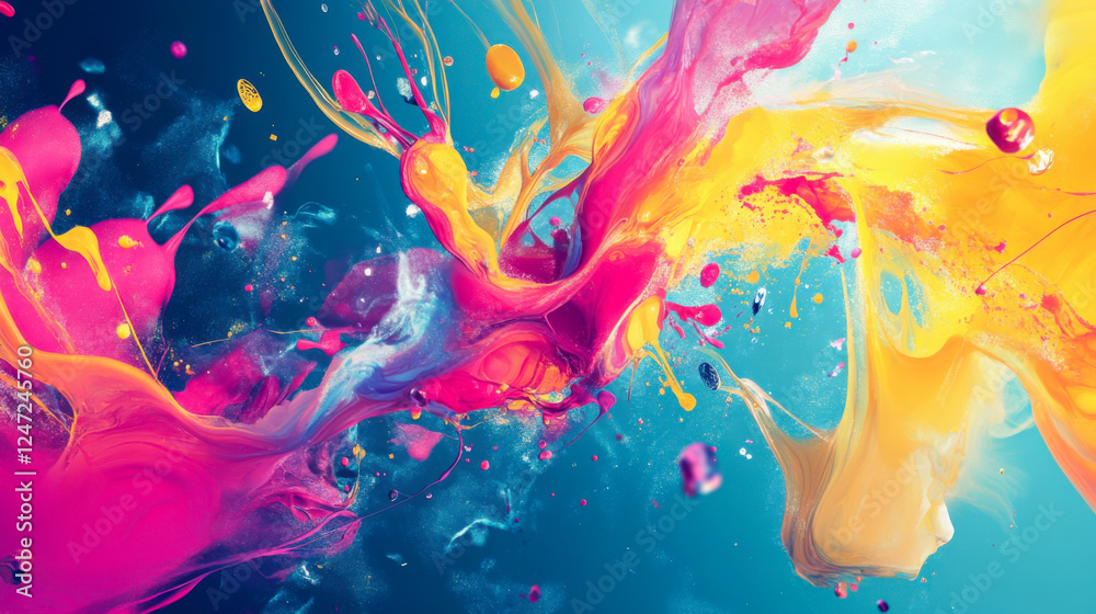Poster colorful abstract swirl design creating a dynamic sense of movement and energy in a vibrant composit