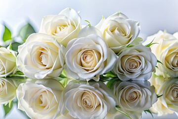 Obraz premium White Roses Reflection Tilt-Shift Photography