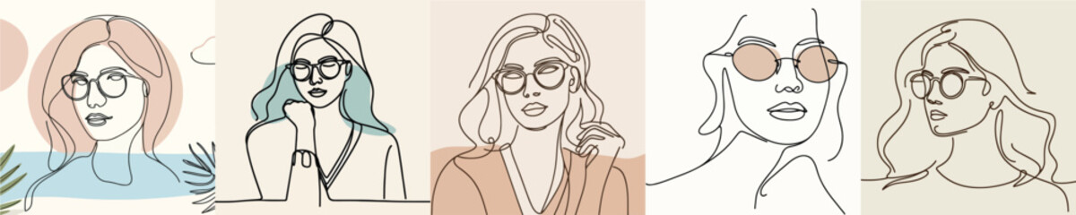 set vector woman with glasses