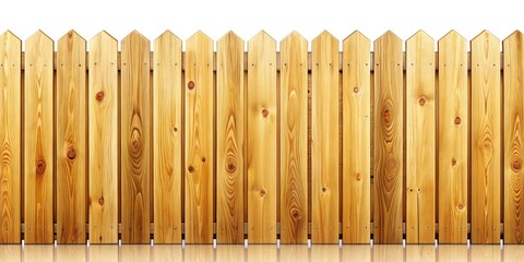 Wooden Fence with Copy Space, Light Brown Wood, White Background, AI Photo