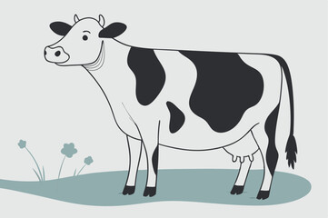 Modern vector image of a cow for creating presentations and advertising for agricultural producers
