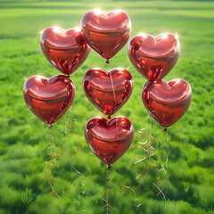 red heart shaped balloons for valentine's day, 14th feb