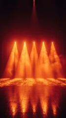 Naklejka premium Dramatic Stage Lighting with Orange Haze for Performances and Events
