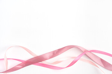 pink ribbon isolated cut out white valentine romantic background empty space