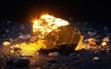 gold ore on dark background