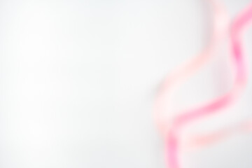 pink peach  ribbon isolated simple white valentine romantic blur background copy space