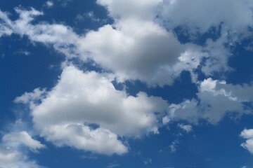 Beautiful cloudscape in blue sky, natural clouds background 