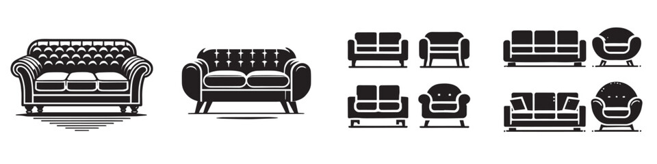 vector set of sofa silhouettes