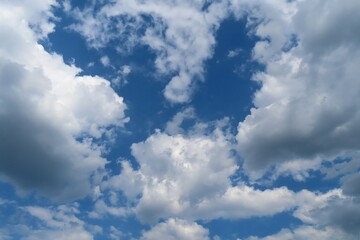 Obraz premium Beautiful cloudscape in blue sky, natural clouds background 
