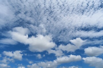 Beautiful cloudscape in blue sky, natural clouds background