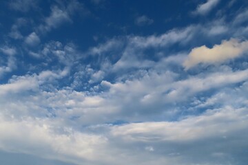 Beautiful cloudscape in blue sky, natural background 