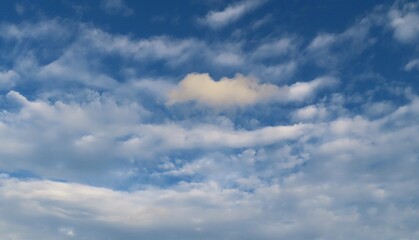 Beautiful cloudscape in blue sky, natural background 