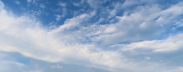 Beautiful cloudscape in blue sky, panoramic view