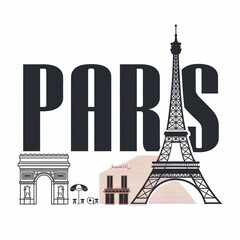 Paris city themed T-shirt with artistic iconic elements
