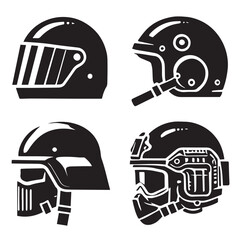 vector set silhouette helm