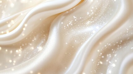 Obraz premium Silk cream texture with subtle sparkles on a pearl white background generative ai