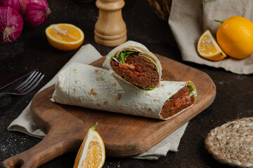 Lavash doner kebab or shawarma isolated
