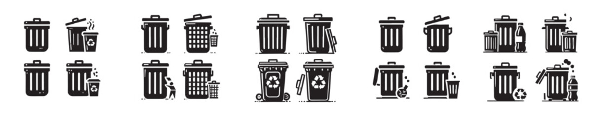 vector set of trash silhouettes