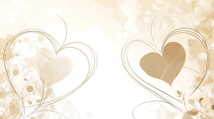 Two Abstract Hearts Floral Design Background
