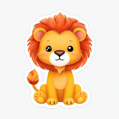 Fototapeta premium Cute Cartoon Lion Character Sticker