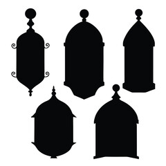 Elegant Silhouette of Ornate Architectural Elements. Black Border Frame Ornate Elegance Illustration.