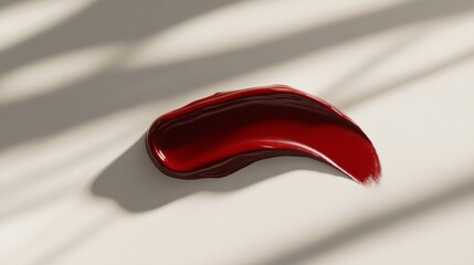 Obraz premium Smudged lipstick with a wavy design, classic crimson shade, captured on a white surface generative ai