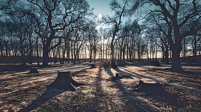 Floresta negra iluminada apenas pela luz da lua cheia