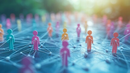 Colorful Paper Cutout Figures Representing Generational Connections in a Networked World