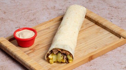 Lavash doner kebab or shawarma isolated
