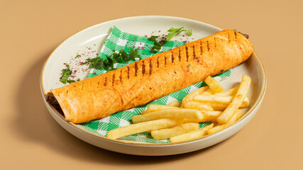 Lavash doner kebab or shawarma isolated
