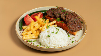 Turkish portion doner kebab top view	