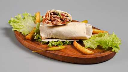 Lavash doner kebab or shawarma isolated
